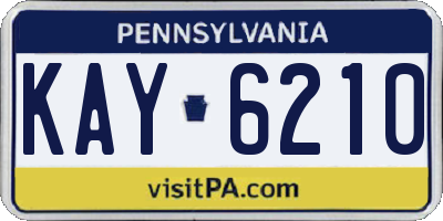 PA license plate KAY6210