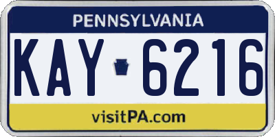 PA license plate KAY6216
