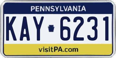 PA license plate KAY6231