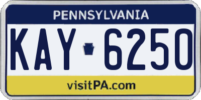 PA license plate KAY6250