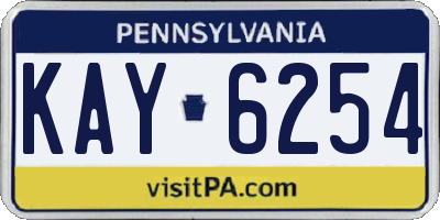 PA license plate KAY6254