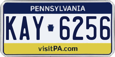 PA license plate KAY6256