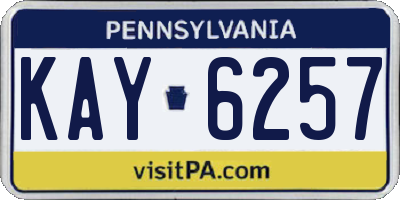PA license plate KAY6257