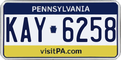 PA license plate KAY6258