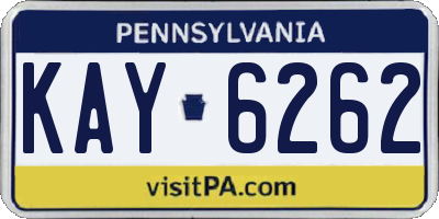 PA license plate KAY6262