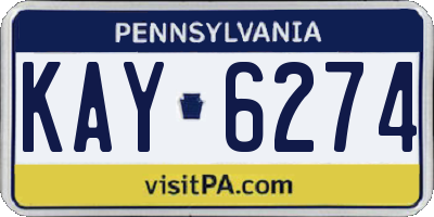 PA license plate KAY6274