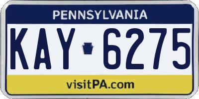 PA license plate KAY6275