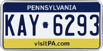 PA license plate KAY6293