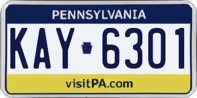 PA license plate KAY6301