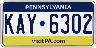 PA license plate KAY6302