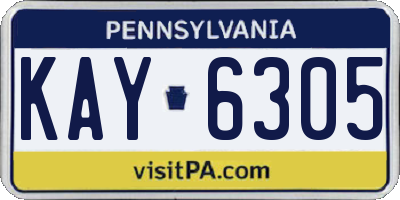 PA license plate KAY6305