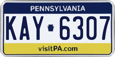 PA license plate KAY6307