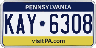 PA license plate KAY6308