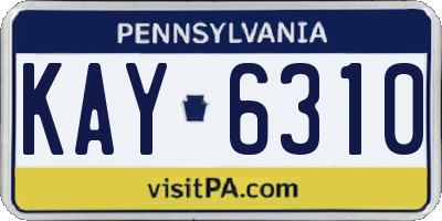 PA license plate KAY6310