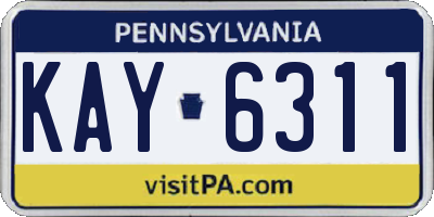 PA license plate KAY6311