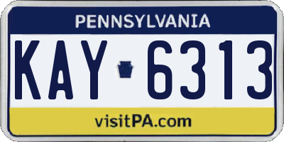 PA license plate KAY6313