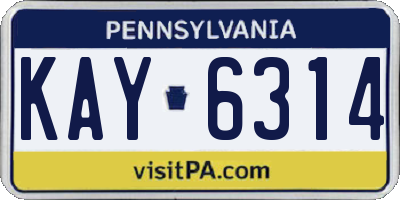 PA license plate KAY6314