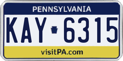 PA license plate KAY6315