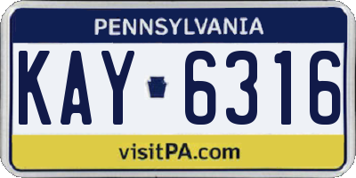 PA license plate KAY6316