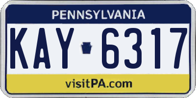 PA license plate KAY6317