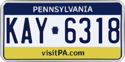 PA license plate KAY6318