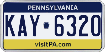 PA license plate KAY6320