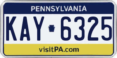 PA license plate KAY6325