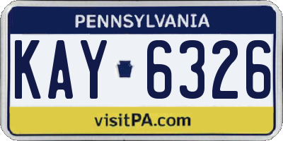 PA license plate KAY6326