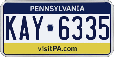 PA license plate KAY6335