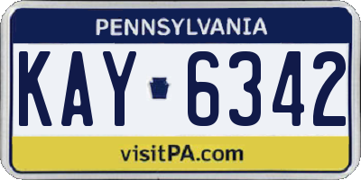 PA license plate KAY6342