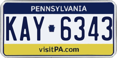 PA license plate KAY6343