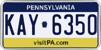 PA license plate KAY6350