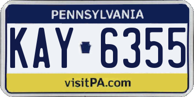 PA license plate KAY6355