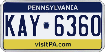 PA license plate KAY6360