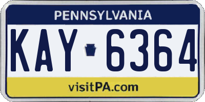 PA license plate KAY6364