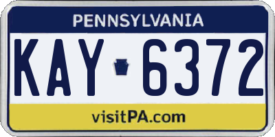 PA license plate KAY6372