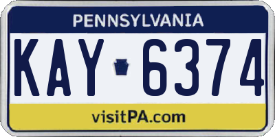 PA license plate KAY6374