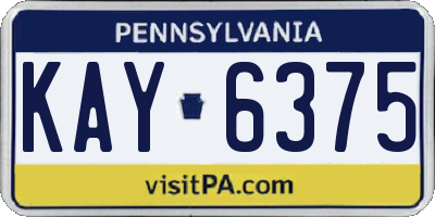 PA license plate KAY6375