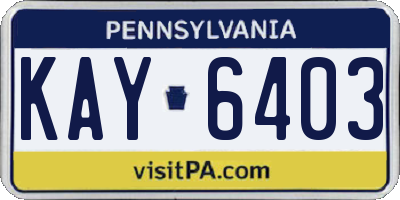 PA license plate KAY6403