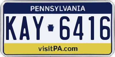 PA license plate KAY6416