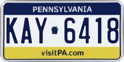 PA license plate KAY6418