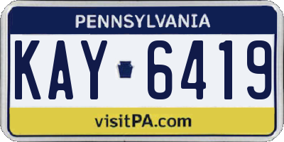 PA license plate KAY6419