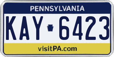 PA license plate KAY6423