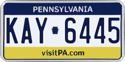 PA license plate KAY6445