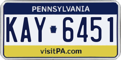 PA license plate KAY6451