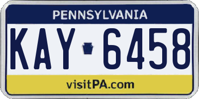 PA license plate KAY6458