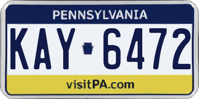 PA license plate KAY6472