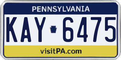 PA license plate KAY6475