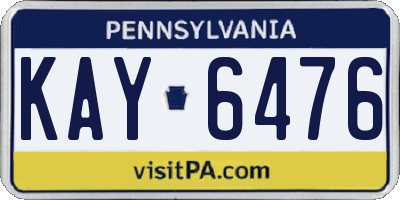 PA license plate KAY6476