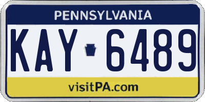 PA license plate KAY6489